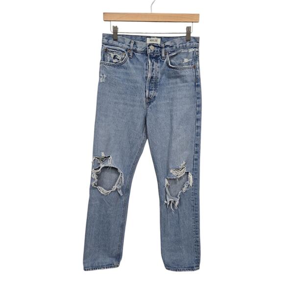 AGOLDE 90’s Straight Leg Jean in Medium Wash Blue Size 25 Distressed Relaxed Fit - Picture 1 of 11
